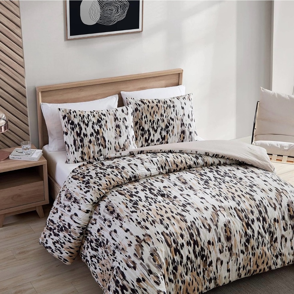 Kenneth Cole Abstract Leopard Cotton Brown Duvet Cover Set King
